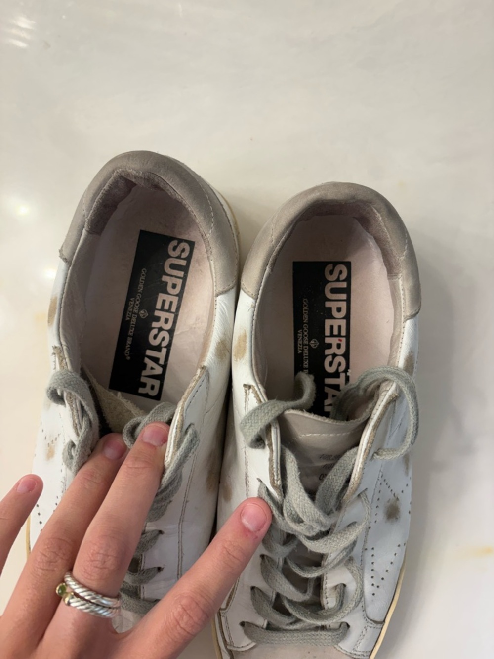 Golden Goose White and Gray Low-Top Sneakers - Picture 2 of 7